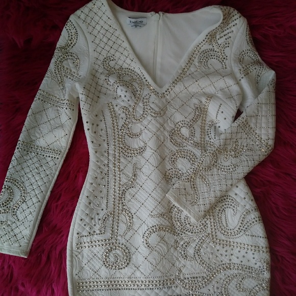 White with Gold stud BeBe dress - Picture 1 of 1